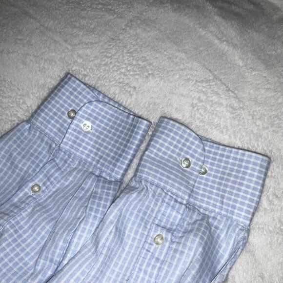 Chaps Big Fit Dress Shirt 20 34/35 Blue Check Button Front Long Sleeve Classic - Picture 9 of 9